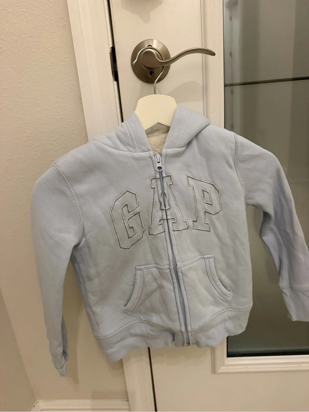 GAP Light Blue Kids Hoodie with Sherpa Lining